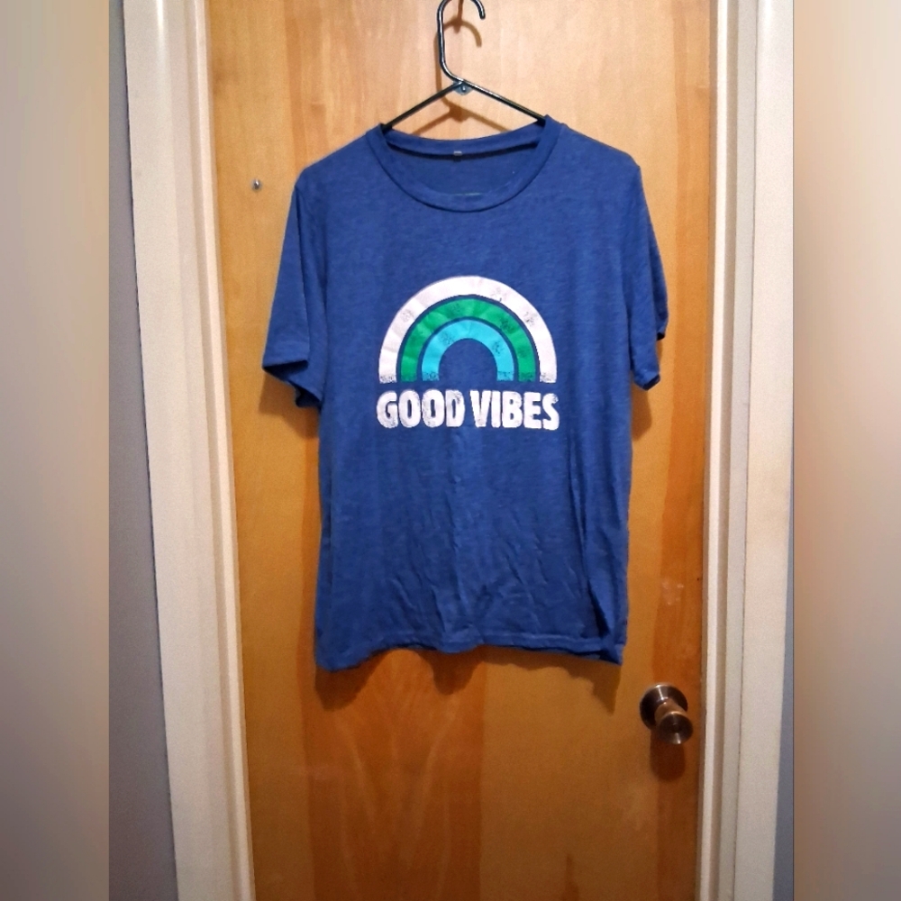 Blue 'Good Vibes' Womens XL T-Shirt